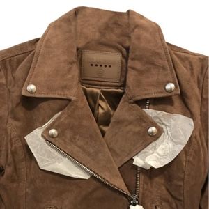 Coffee Bean Suede Moto Jacket
